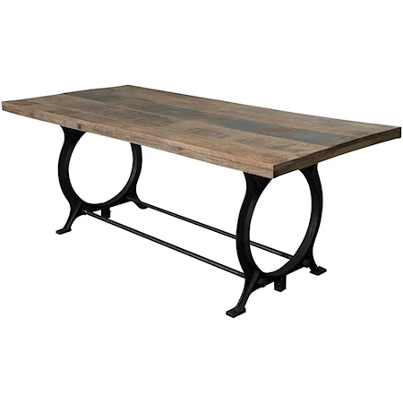 Rectangular Dining Room Table with Industrial Metal Base & Wood Plank Top
